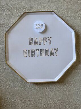 NWT Meri Meri Happy Birthday Paper Dinner Plates 10" Set of 16